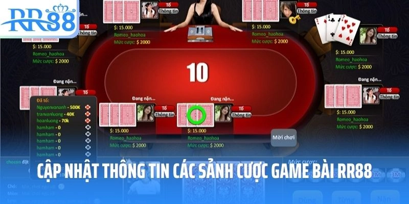 Cập nhật thông tin các sảnh cược game bài RR88
